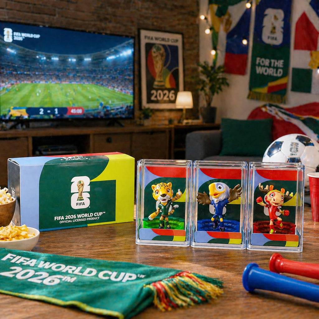 Official World Cup 2026 Merchandise Mascot Figurines Set, Limited Edition World Cup Merch Souvenirs, 3Pack Collectible Soccer Statues in Display Case, Football Fan Gift & World Cup Memorabilia (6cm-B)